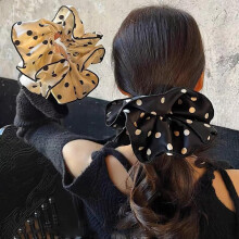 2Pcs Oversized Satin Scrunchies 8.3 Inch Polka Dot Extra Volume Hair Ties for Thick Long Hair