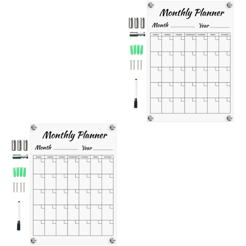 2Sets Clear Acrylic Wall-Mounted Memo Board for Home and Office Use 2
