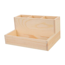 Nail Art Organizer Wooden Manicure Tool Storage Box with Cotton Pad Compartment for Salon and Home