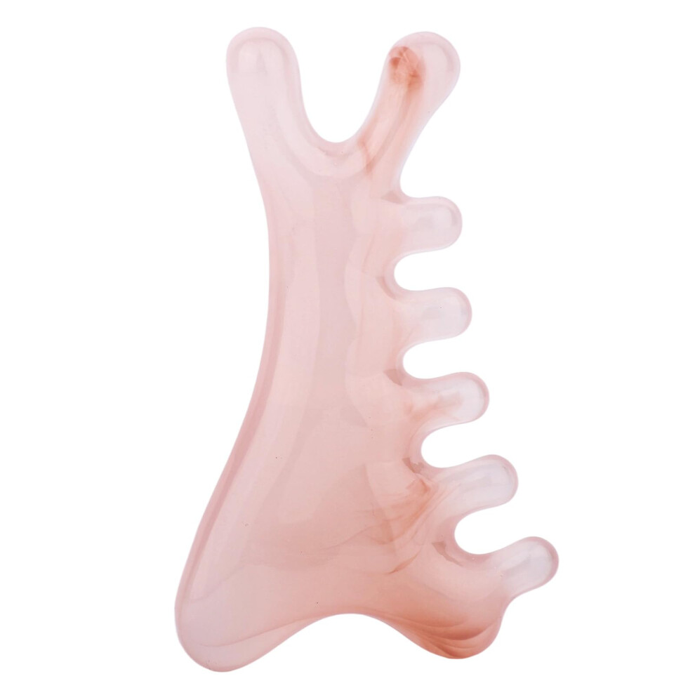 Pink 4In1 Gua Sha Massage Comb With Ergonomic Curved Design, Resin Scalp And Body Massager In