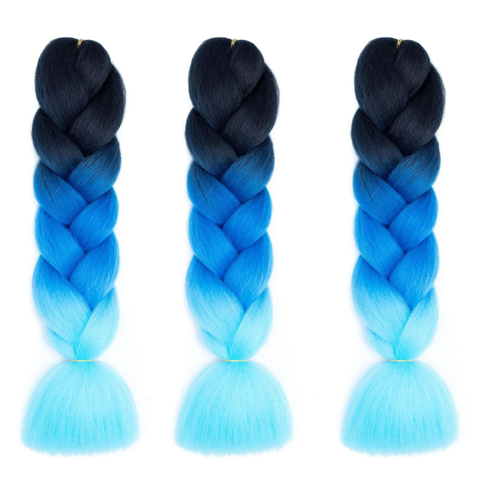 Unisex 3 Pack Gradient Mermaid Jumbo Braiding Hair Extensions 24 Inch Pre Stretched Synthetic Ombre Hair For Crochet Braids