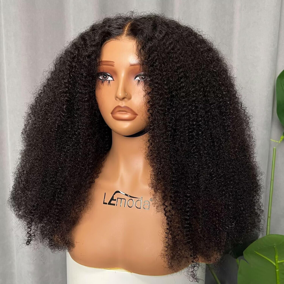 Unisex 28 Inch Hd Transparent Lace Front Wig Human Hair Kinky Curly 5X5 Pre Plucked Glueless Wear And Go