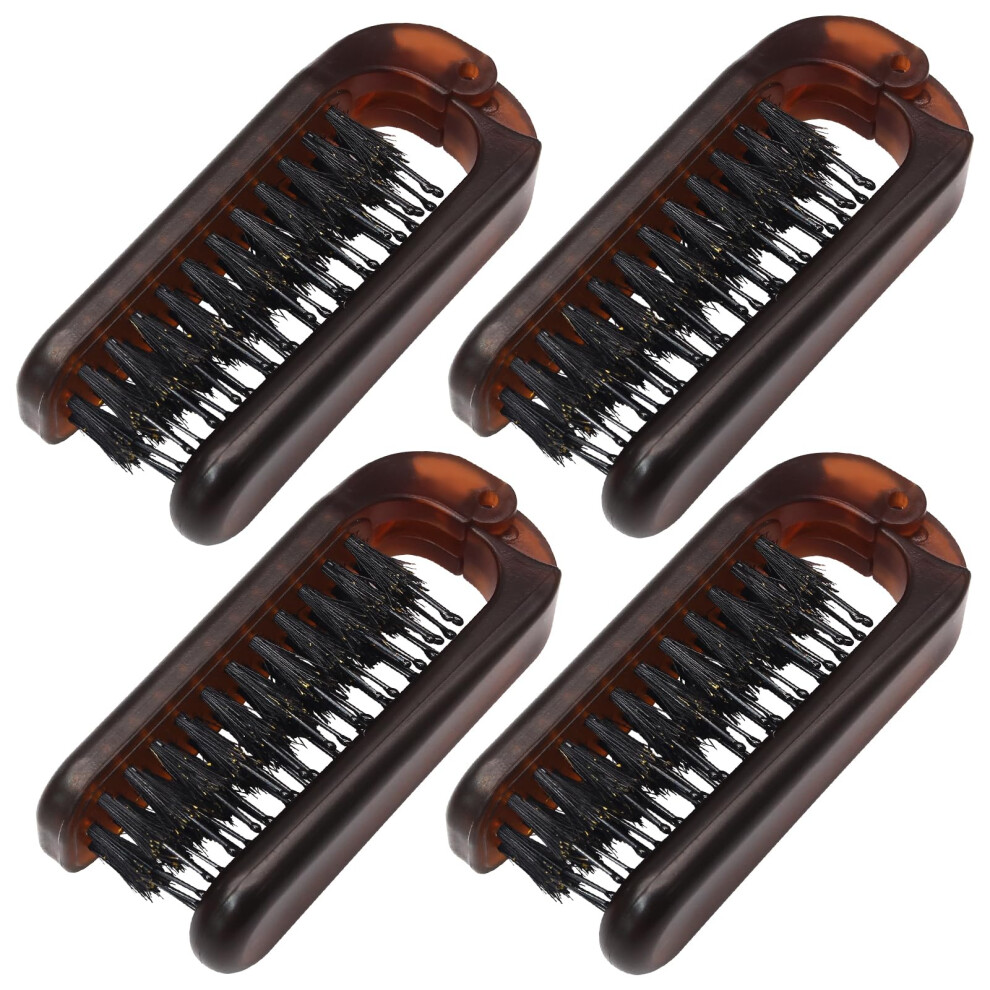 Amber 4 Pack Folding Travel Hair Brush, Compact Boar Bristle Hair Brush For Women And Men, Antistatic Comb