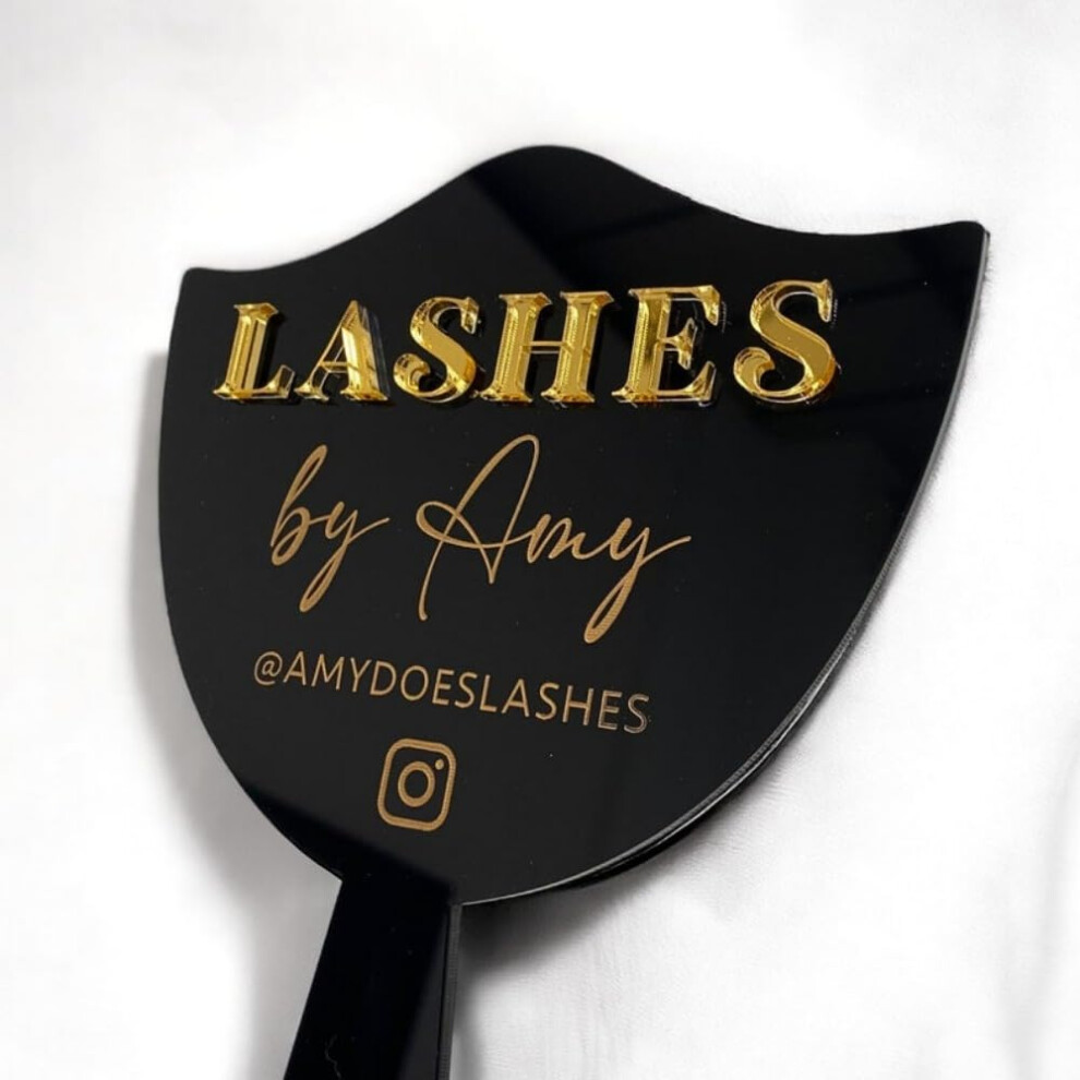 Black Eyelash Technician Mirror For Accurate Lash Placement, Custom Acrylic Handheld Lash Extension Mirror, 5.5X8.5in
