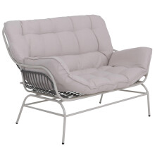 2er-Sofa MCW-P75, Gartensofa Gartenbank Couch 2-Sitzer, Stoff 220g/m² Poly-Rattan Metall