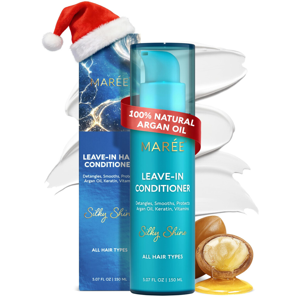 Leave In Conditioner with Keratin and Argan Oil for Dry Damaged Curly Hair, Deep Hydration and Anti Frizz