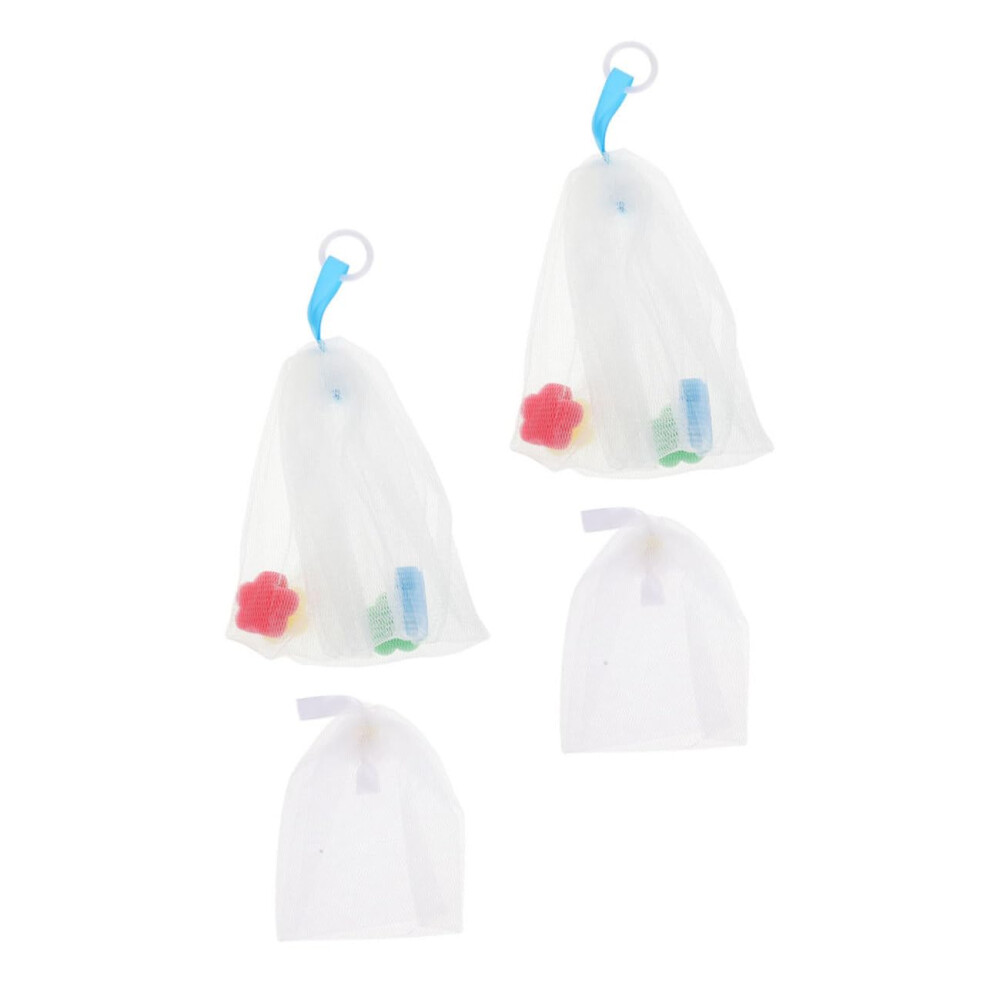 4pcs Facial Cleansing Net Soap Foaming Bags for Rich Foam and Exfoliating Bath Shower Use