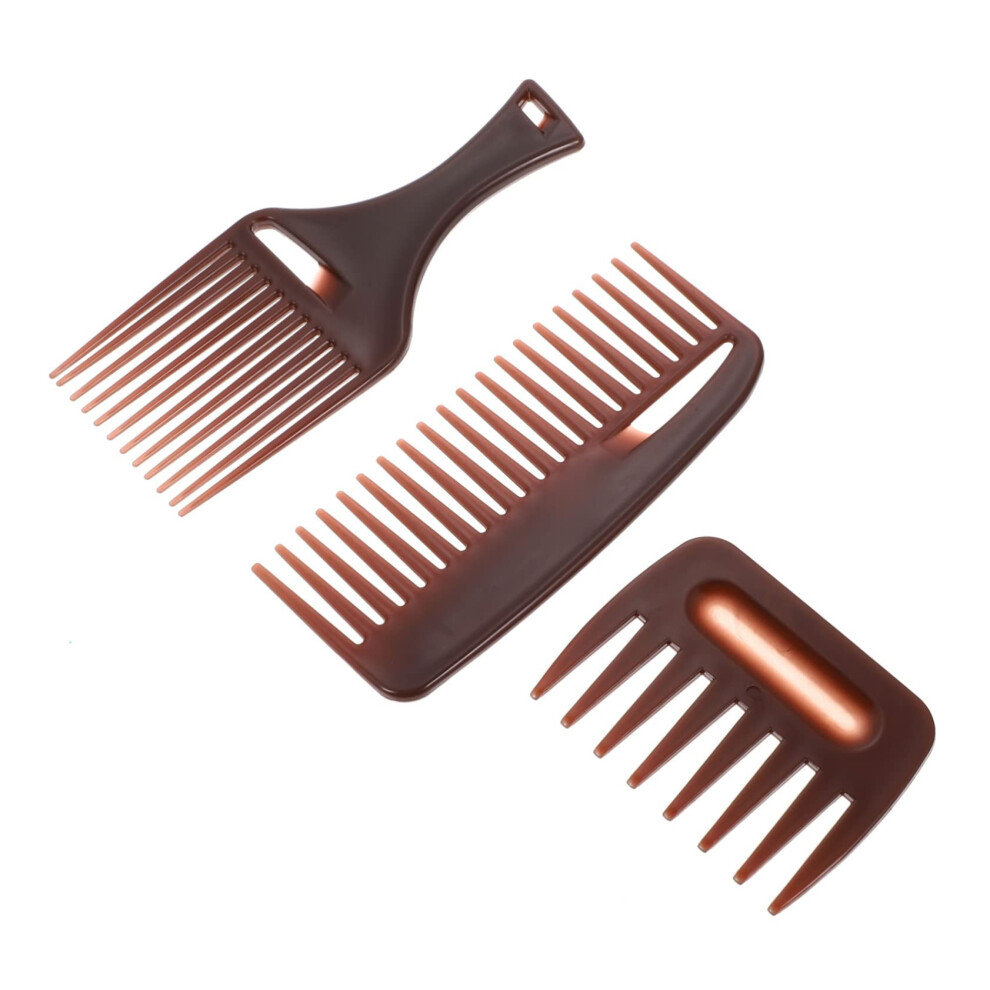 Unisex 3Pcs Hairdressing Comb Set With Wide Tooth Detangling And Dualended Design For Curly And Straight Hair