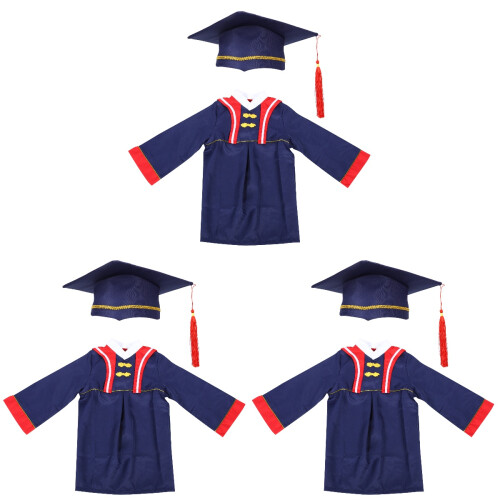 3Sets Kinder Abschlussgewand Mit Hut, Ideal Für Abschlussfeier 2