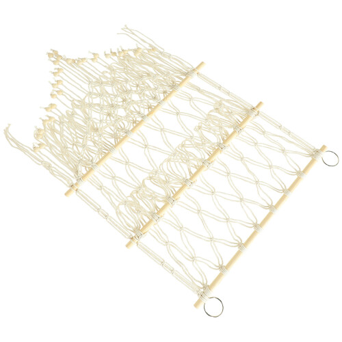2Pcs Handmade White Macrame Storage Hammock Wall Shelf for Bedroom 2