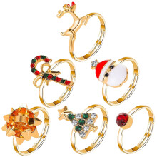 12Stk Weihnachts Cartoon Finger Ringe Bunte Kinder Party Accessoires