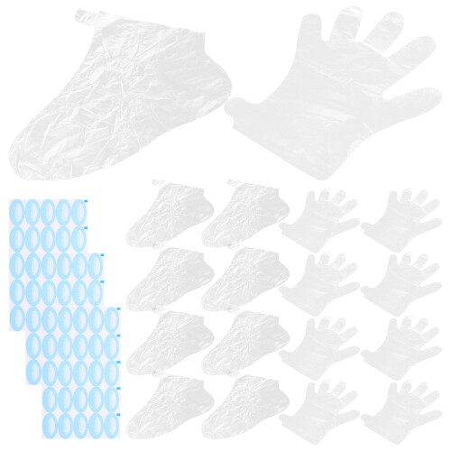 5Sets Moisturizing Disposable Foot Gloves Clear Assorted Color Mittens