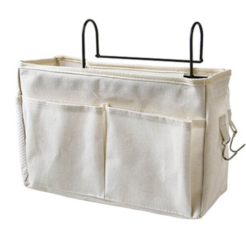 2Pcs White Hanging Bedside Storage Bag Organizer for Dorm Room