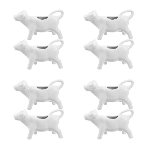 8Pcs White Ceramic Milk Container Sauce Jug for Coffee Serving 2
