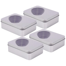 3Pcs Clear Window Cookie Tins with Lids Silver Candy Boxes