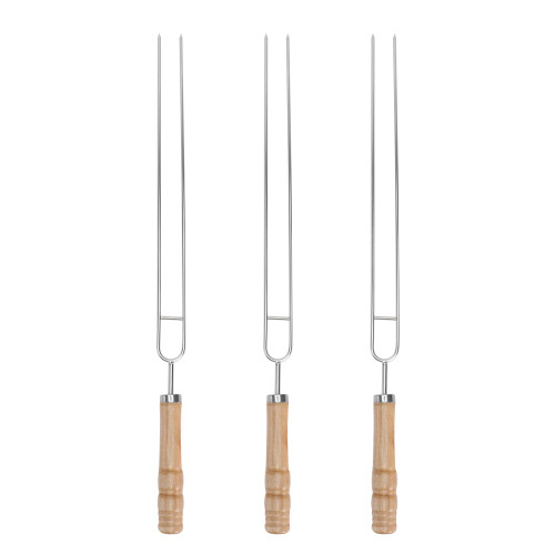 9 Pcs Stainless Steel Roasting Fork Wooden