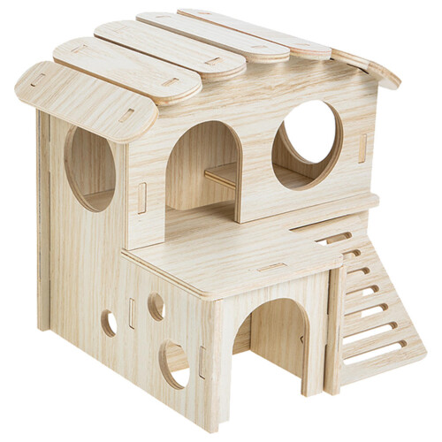 3Pcs Beige Wooden Hamster Hideout for Cage with Comfortable Space 1