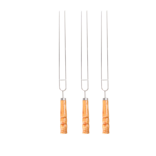 9 Pcs Stainless Steel Roasting Fork Wooden 1