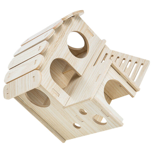3Pcs Beige Wooden Hamster Hideout for Cage with Comfortable Space 2