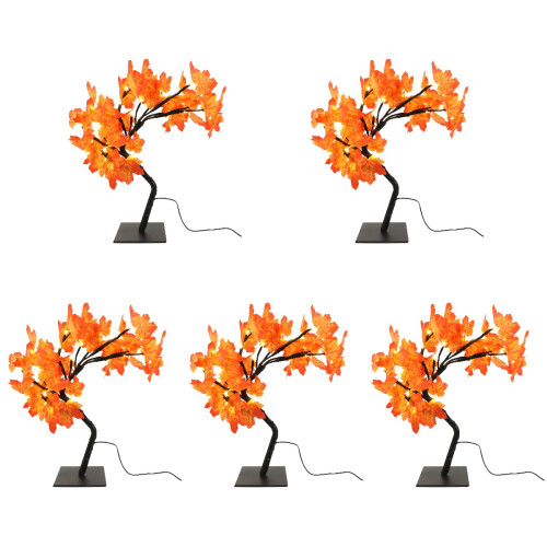 5Pcs USB Powered LED Tree Lamp Orange Maple Leaves Tabletop Light 2