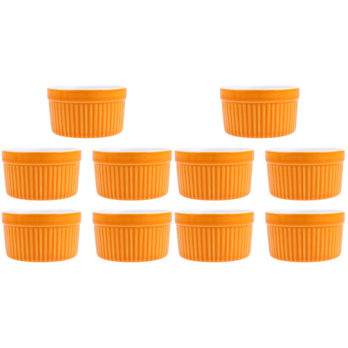 10Pcs Ceramic Baking Bowls Orange Small Soup Bowls Chic Home Kitchen 1
