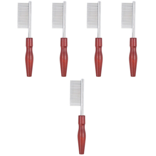 5Pcs Compact Brown Professional Dog and Cat Comb Comfortable Grooming 2
