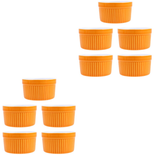 10Pcs Ceramic Baking Bowls Orange Small Soup Bowls Chic Home Kitchen 2