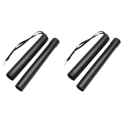 2Pcs Adjustable Strap Poster Holder Tube Black ABS 2