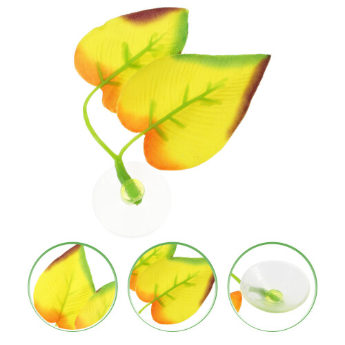 2Pcs Betta Fish Resting Leaf Pad Silicone Yellow Fish Tank Decoration 2