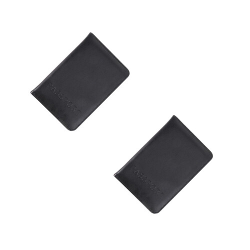 2Pcs Black Travel Passport Case Wallet Organizer Pouch 2