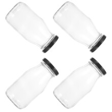 8Pcs Portable Glass Milk Containers with Caps for Smoothies and Juices