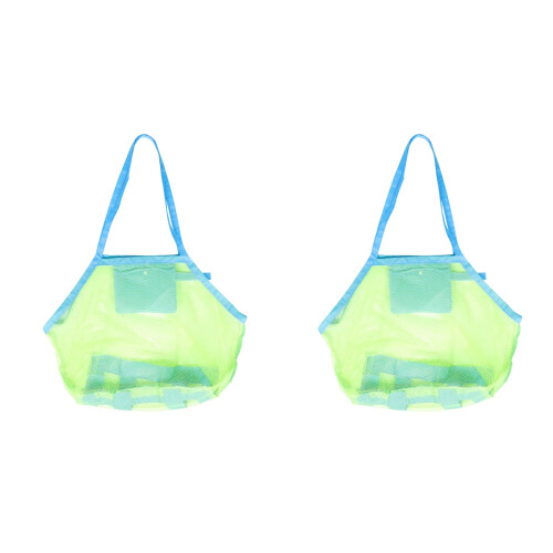 2Pcs Light Green Beach Bag Kids Toy Storage Multi-Function Mesh Pouch 1