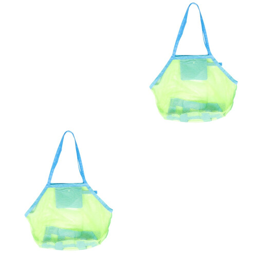 2Pcs Light Green Beach Bag Kids Toy Storage Multi-Function Mesh Pouch 2