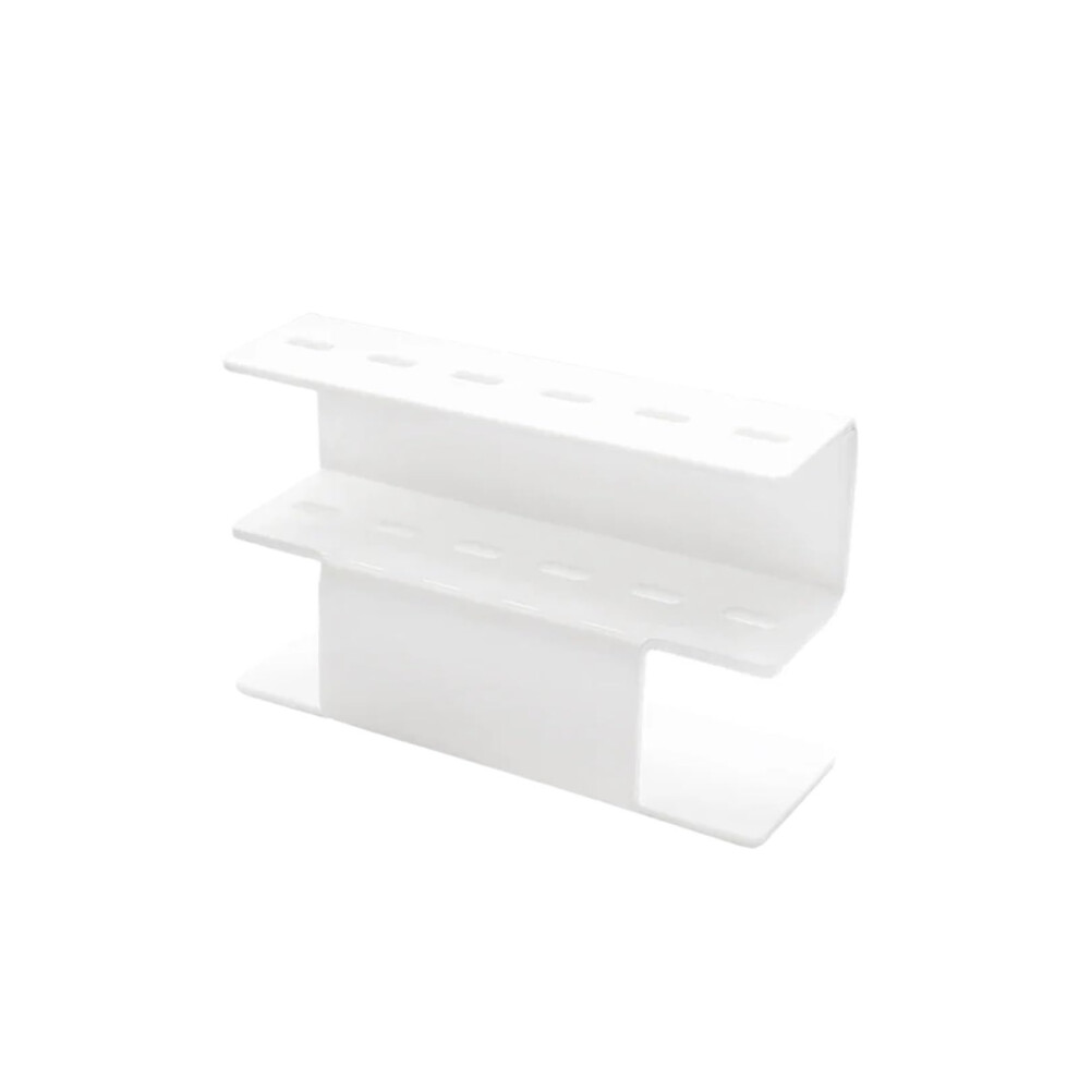 White Clear Acrylic Eyelash Tweezers Holder Stand, 6 Hole Organizer For Professional Lash Extensions (White)