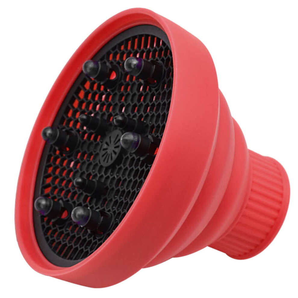 Red Hair Dryer Diffuser Silicone Attachment For Curly Hair Frizz Curls Even Heat Distribution