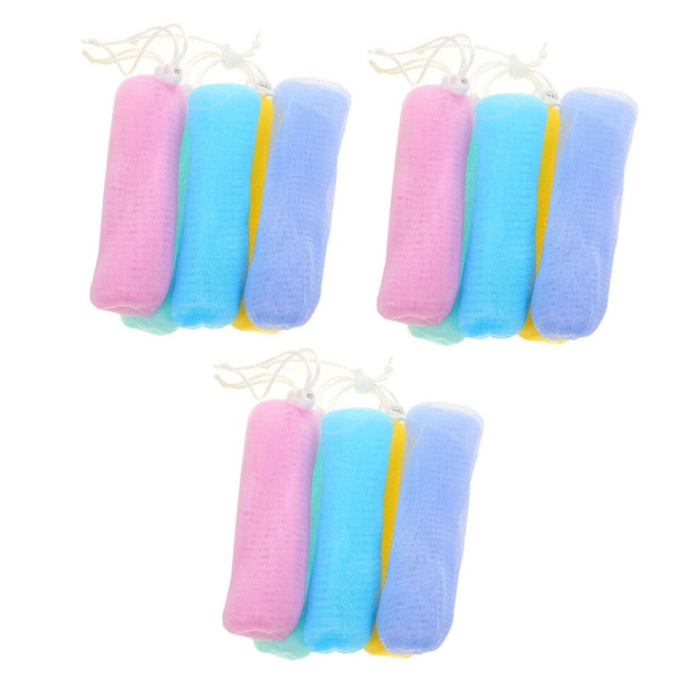 15pcs Exfoliating Soap Saver Pouch with Drawstring for Rich Foam and Gentle Skin Care Random Color