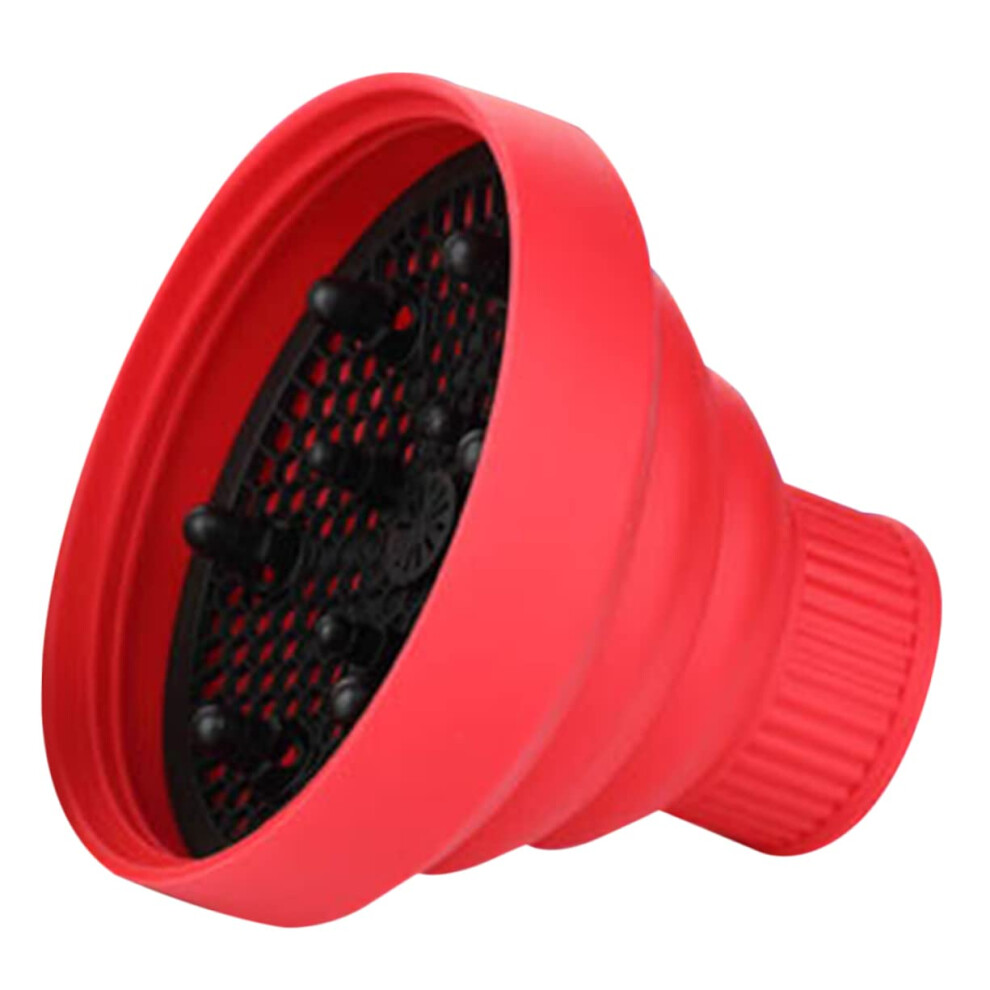 Red Silicone Hair Dryer Diffuser Attachment For Curly And Wavy Hair, Collapsible Heat Resistant
