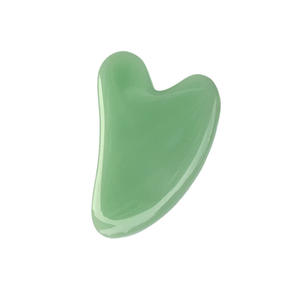 Guasha Stone HeartShaped Facial Massager Jade Color Scraper for Face and Body Lifting Massage