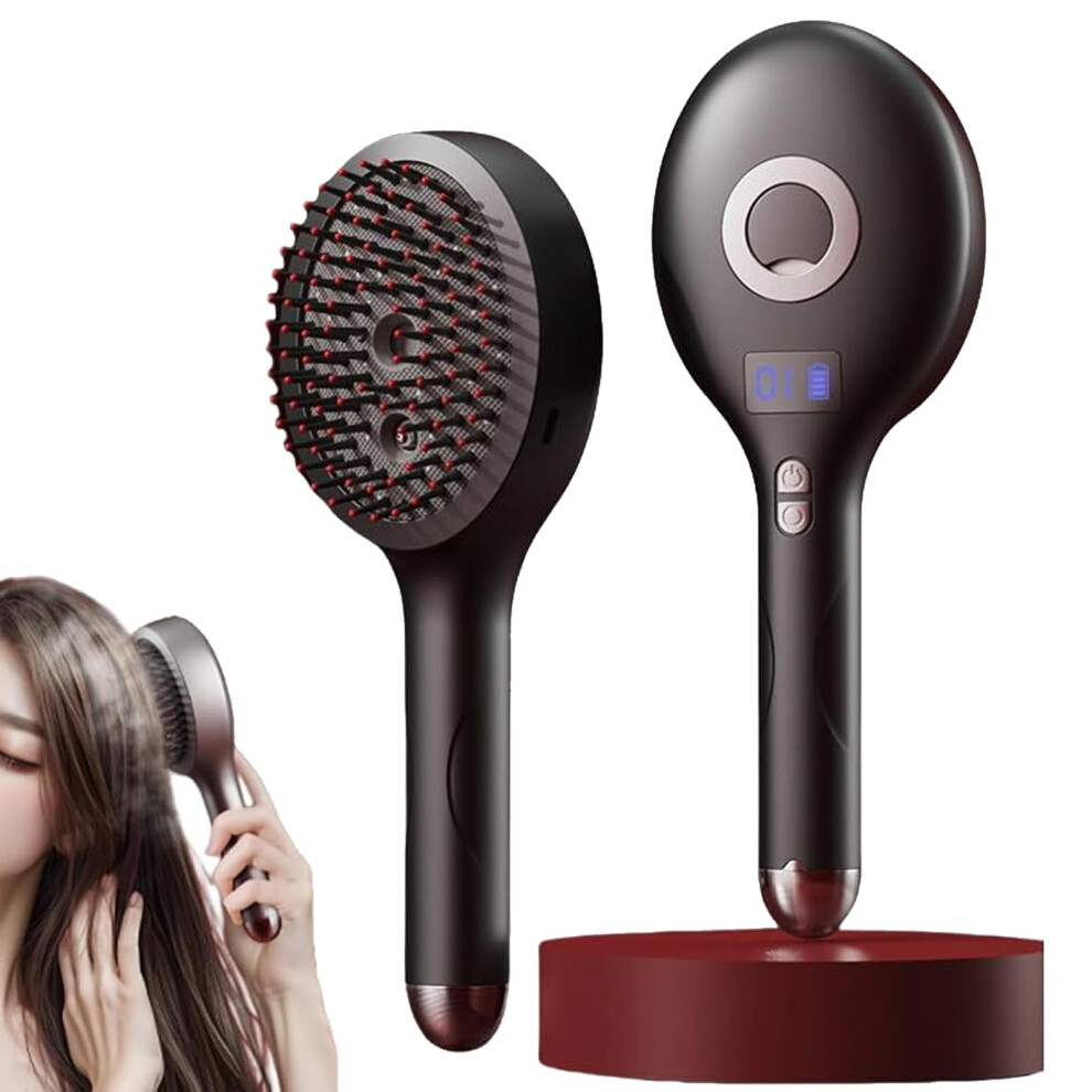 Black 2In1 Detangling Hair Brush With Hair Mister, Antifrizz Wet And Dry Styling Brush,