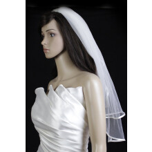 2 Tier Elbow Length Wedding Veil with Satin Edge and Comb, Off White Bridal Veil 72 Inch Fullness