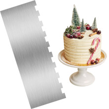 Stainless Steel Cake Scraper 8.7 Inch Double Sided Pattern Icing Smoother Cake Decorating Comb