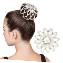 Pearl Hair Net Crochet Snood for Bun with Elegant Pearl Design and Secure Hold for Women Ballet