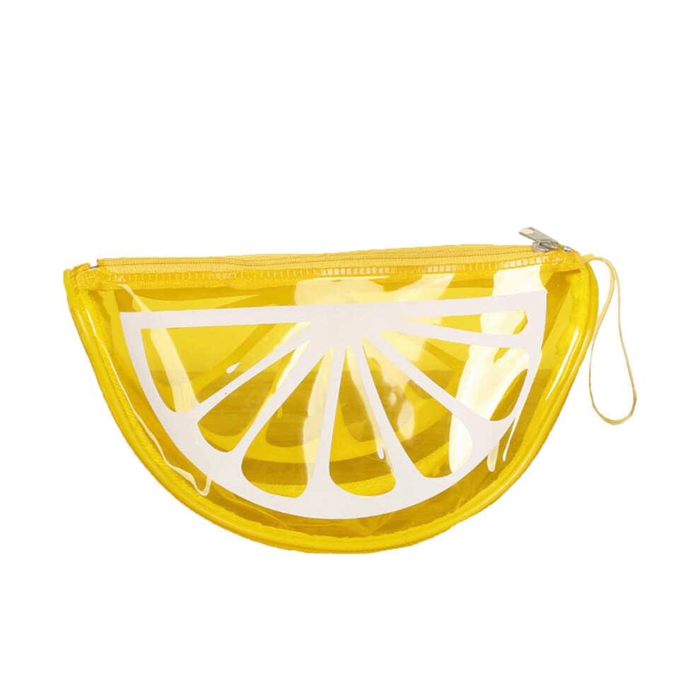 Clear Makeup Bag Cute Lemon Shape PVC Travel Pouch Transparent Zipper Cosmetic Organizer Yellow