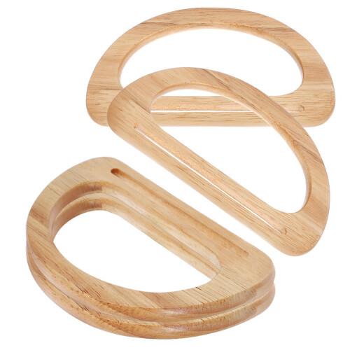 16Stk Beige Holz-Handtaschengriffe D-Form Ergonomisch 1