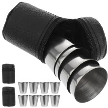 6Sets Stainless Steel Camping Wine Cups with Case