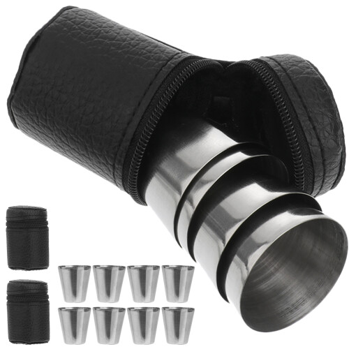 6Sets Stainless Steel Camping Wine Cups with Case