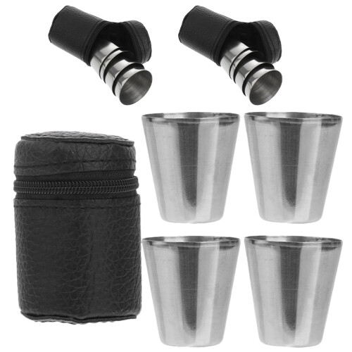 6Sets Stainless Steel Camping Wine Cups with Case 1