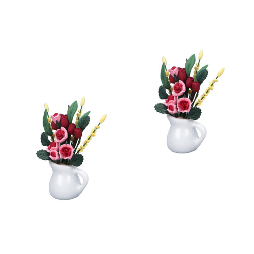 2Pcs Dollhouse Miniatures Resin Miniature Plants Assorted Color Decor 2
