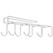 2Pcs White Iron Mug Hangers Under Cabinet Space-Saving Cup Organizer