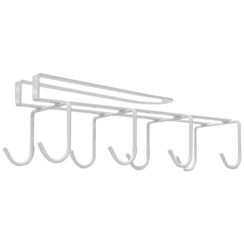 2Pcs White Iron Mug Hangers Under Cabinet Space-Saving Cup Organizer